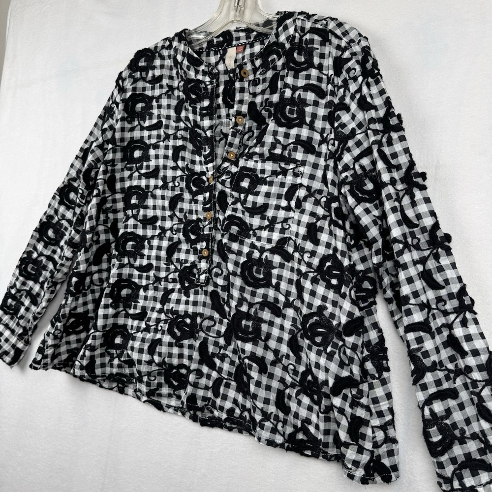 Pilcro Anthropologie Women's Sz XS The Whitney Trapeze Top B/W Embroidered - Picture 5 of 11
